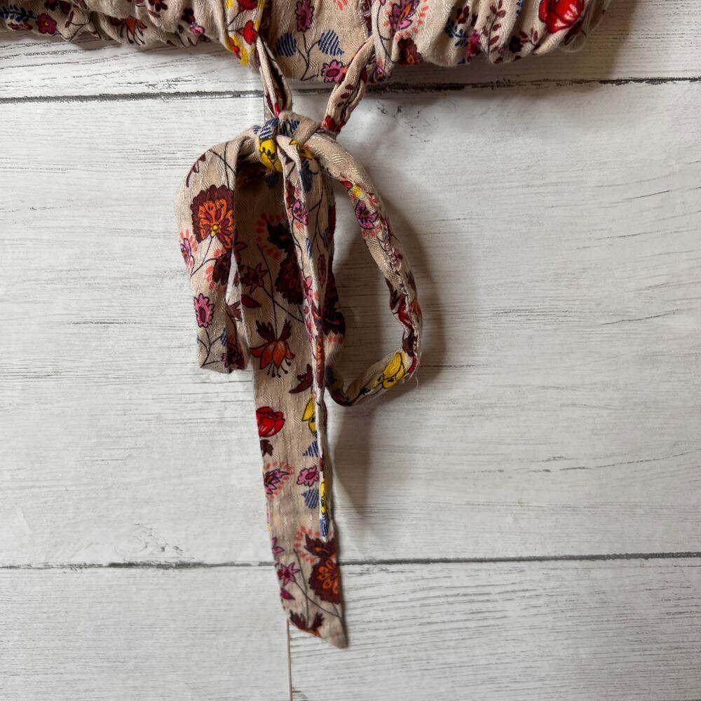 Democracy Blouse Womens Size Medium Floral Boho Tie at Waist Colorful Spring - Picture 5 of 16